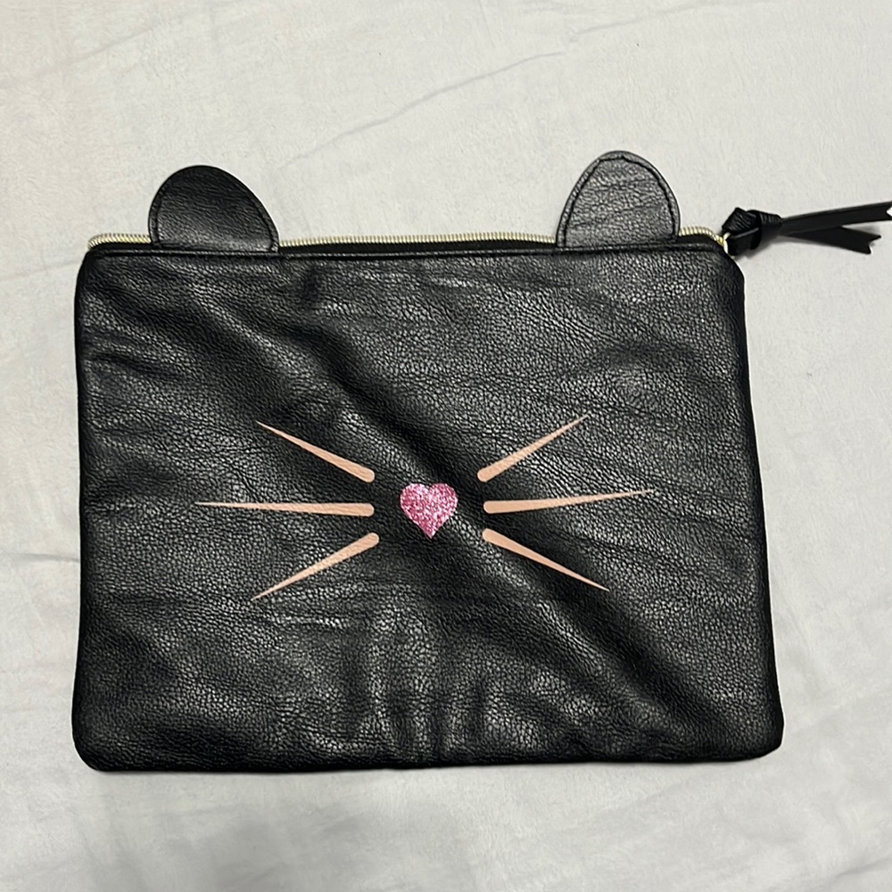 Cat Clutch Black & Sparkly Pink